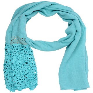 Designer Half Net Diamond Stole- Sky Blue